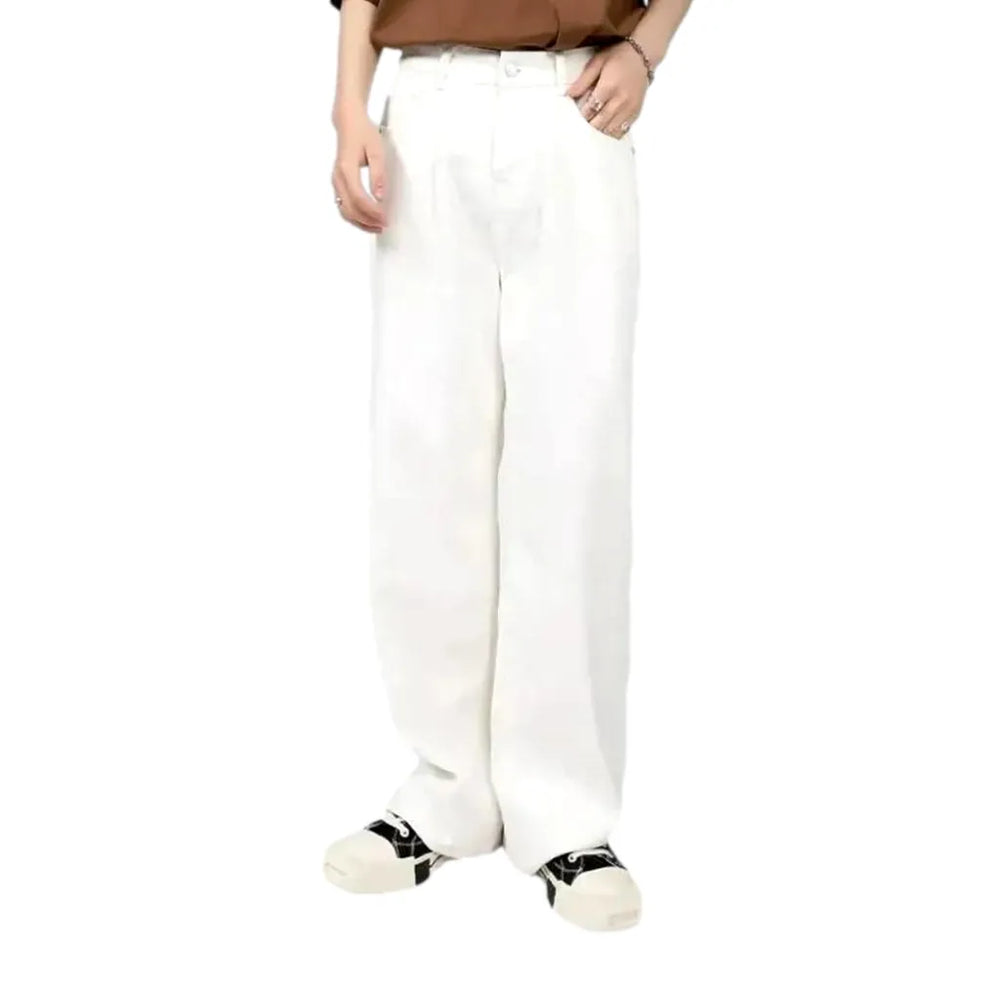 90s Street Style Mid Rise Men's Jeans - White