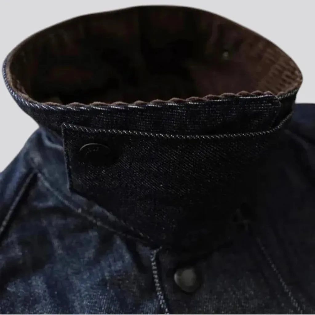 Medium length casual stylish men's denim coat