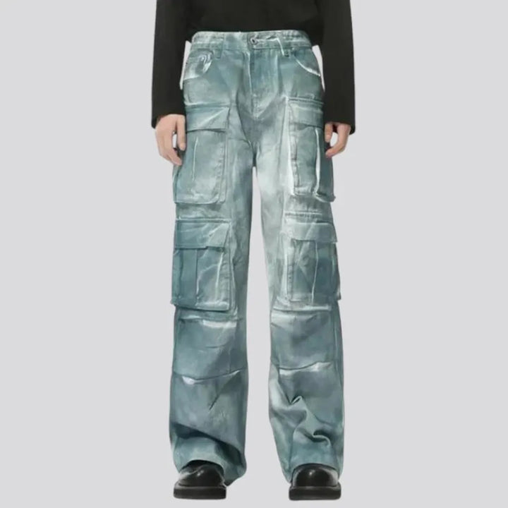 Mid-rise baggy boho men's denim pants