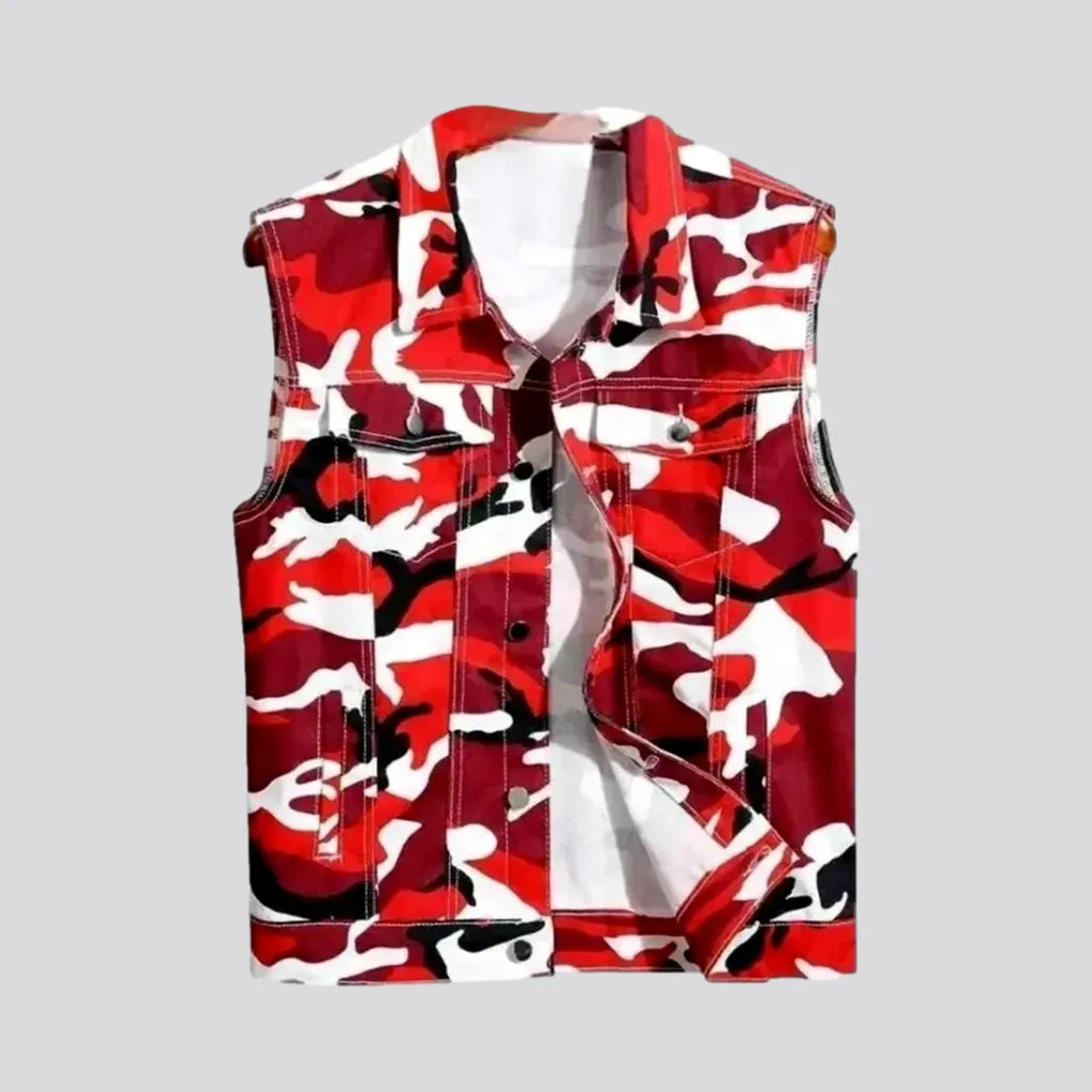 Army Patterned Denim Vest for Men | Jeans4you.shop