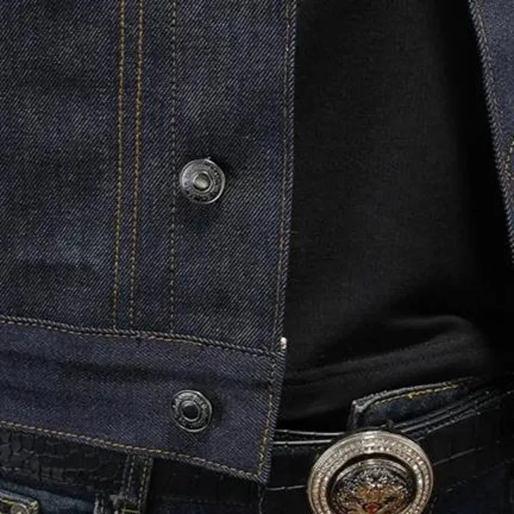 Slim-fit biker jeans jacket for men