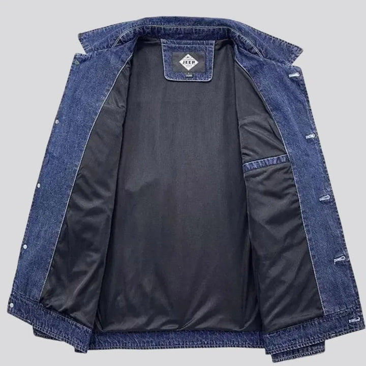 Retro checkerboard slim men's denim jacket