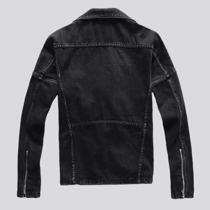Monochrome biker denim jacket
 for men