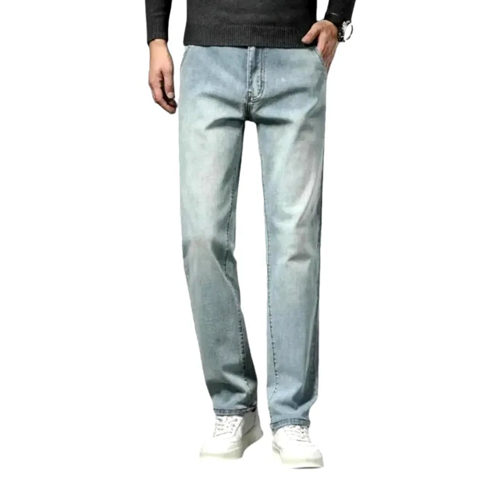 High-rise Casual Men's Jeans - Light Blue