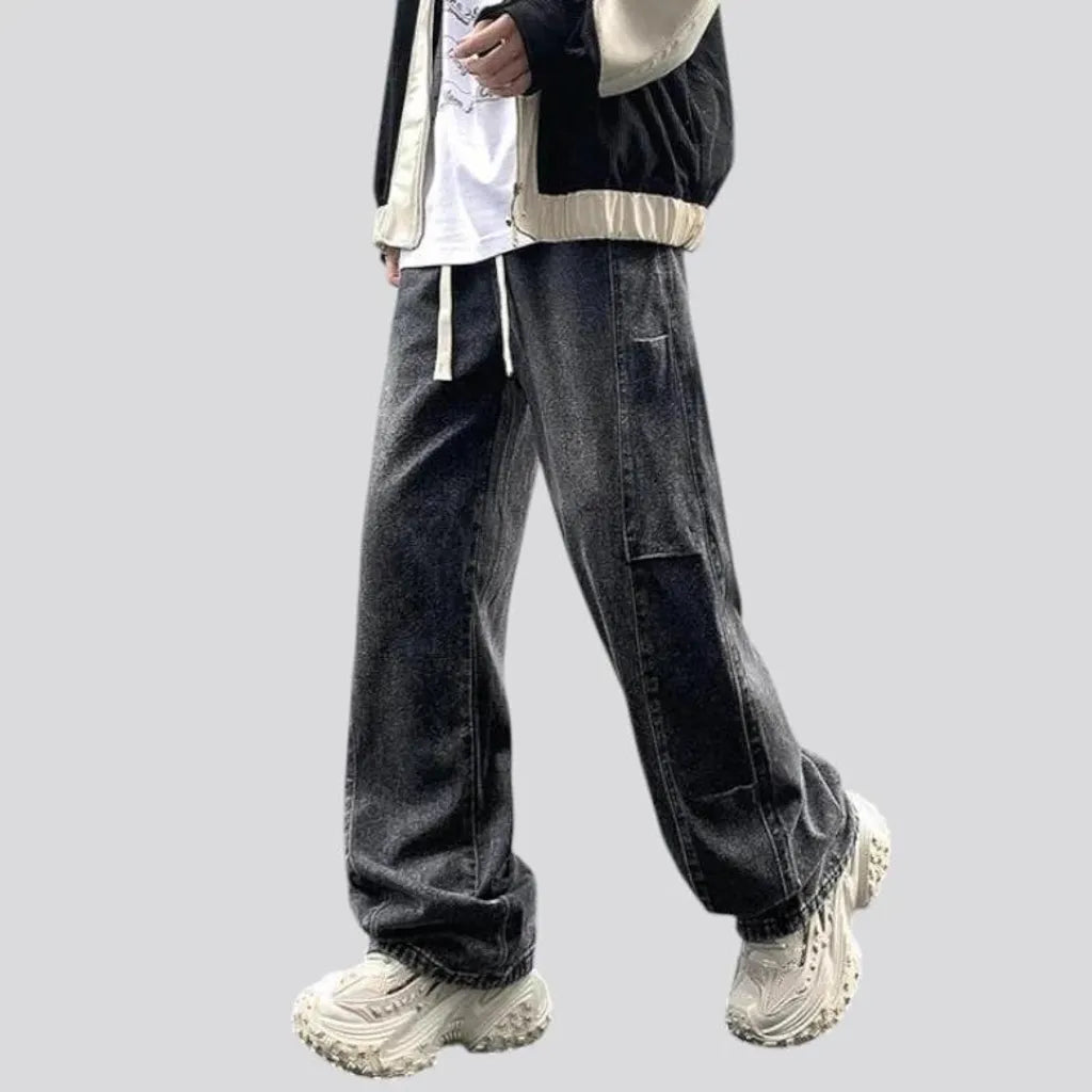 Sanded vintage boho style men's jean joggers