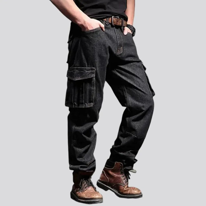 Mid rise loose worker men's jeans