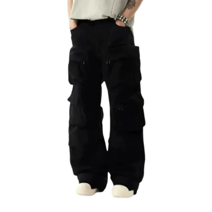 Cargo Zipper Y2k Style Men's Jeans - Black