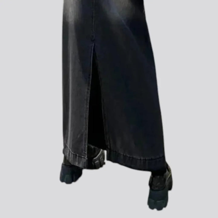 Maxi creased stylish jean skirt