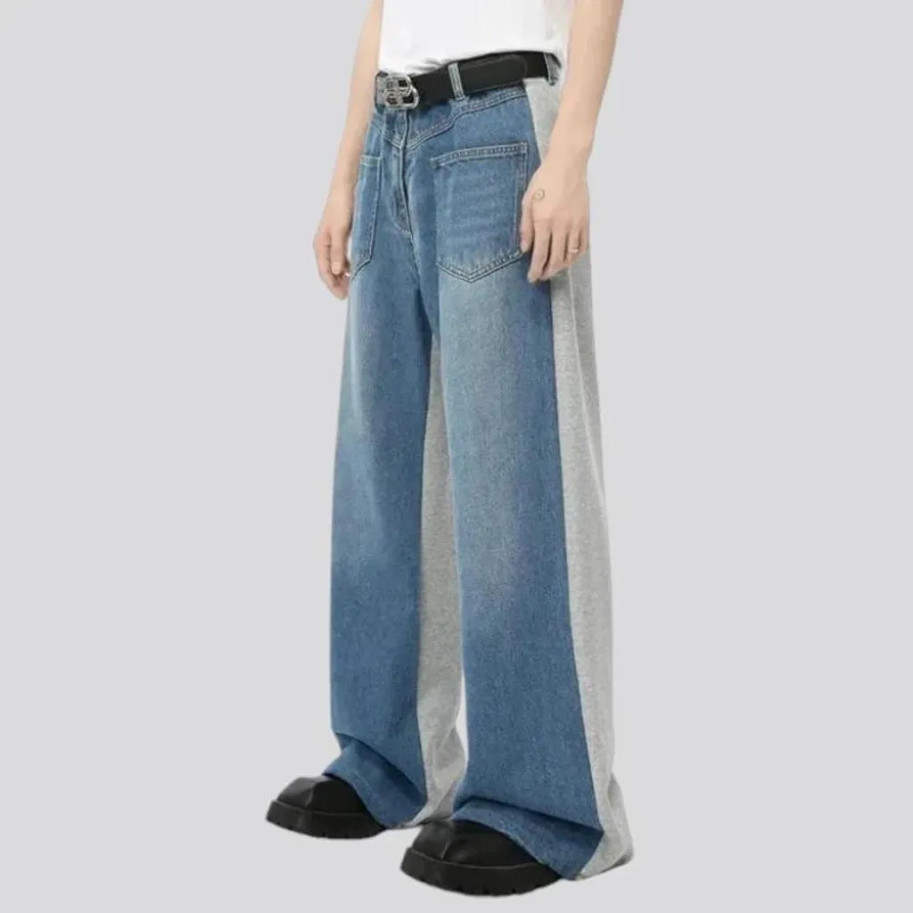 Mid rise sanded baggy men's jeans