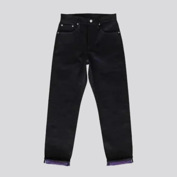 Dark-wash double-dyeing jeans
 for men