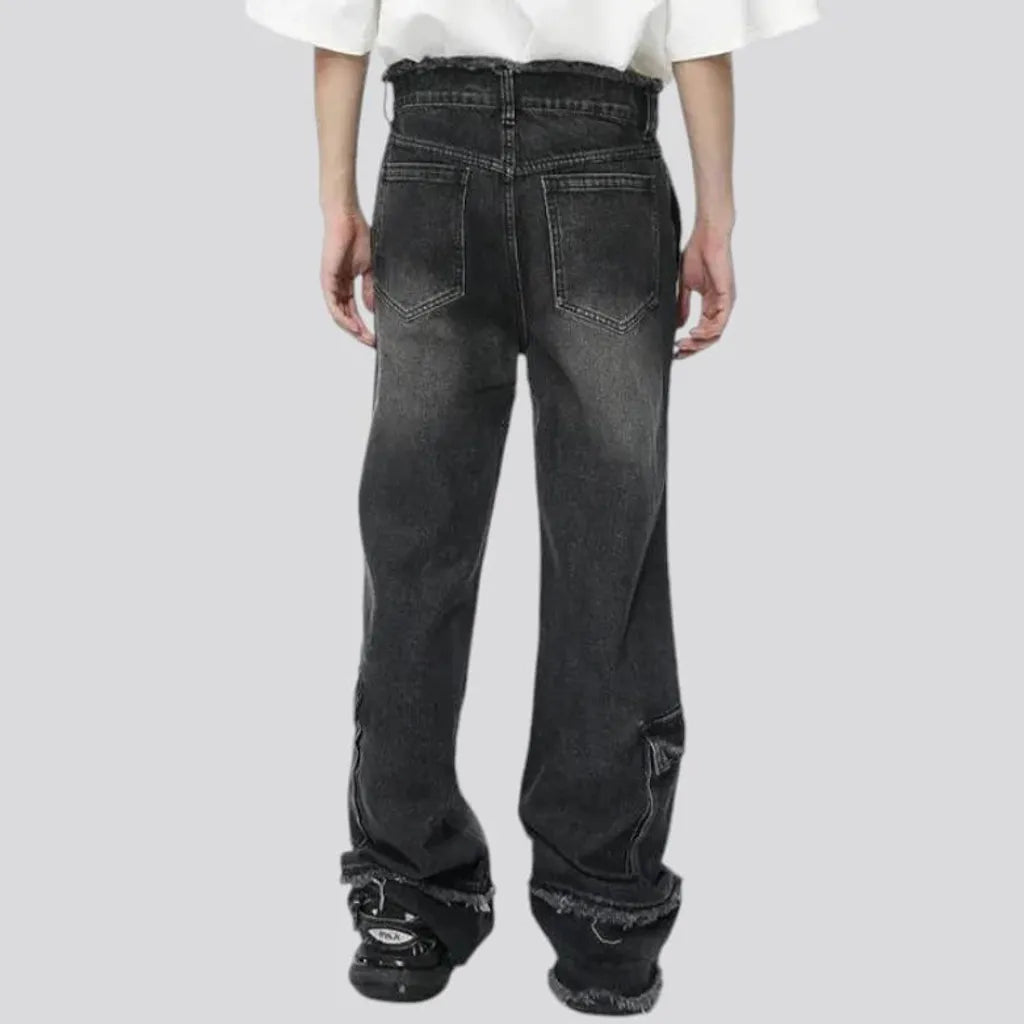 Grunge baggy mid rise jeans for men