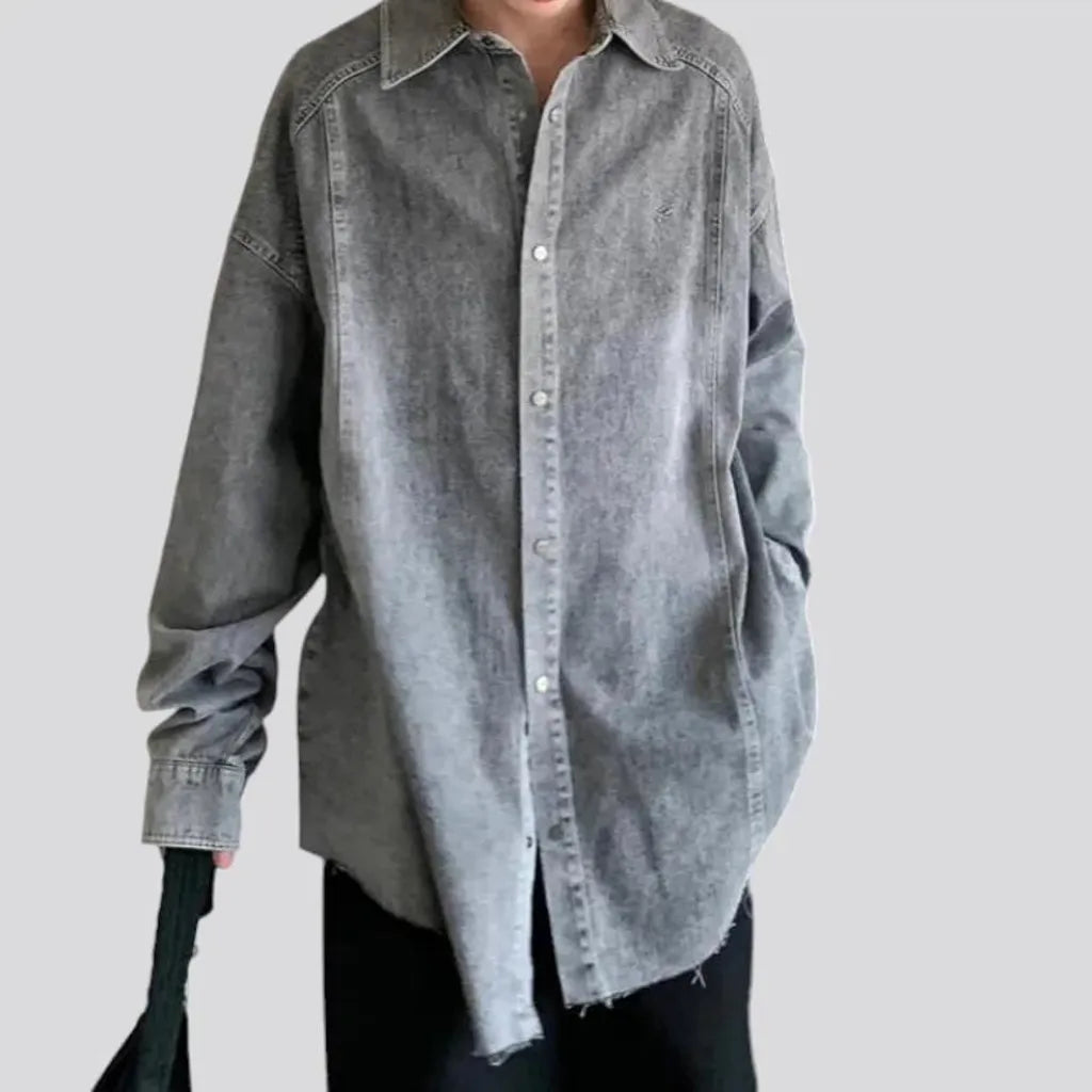 Grunge medium length men's denim shirt