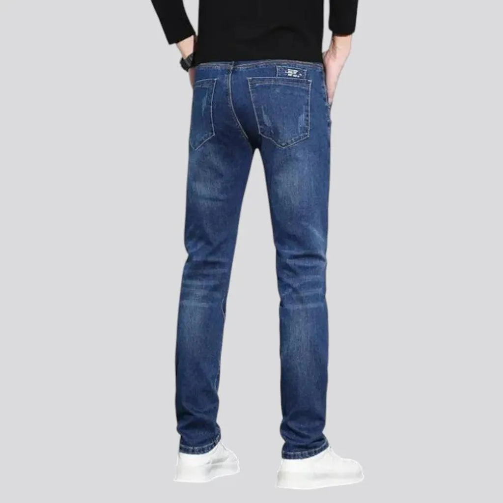 Mid rise elastic dark men's jeans