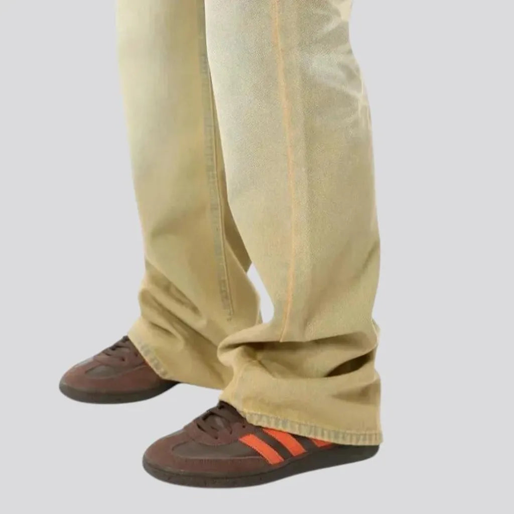 Boho light beige men's jeans