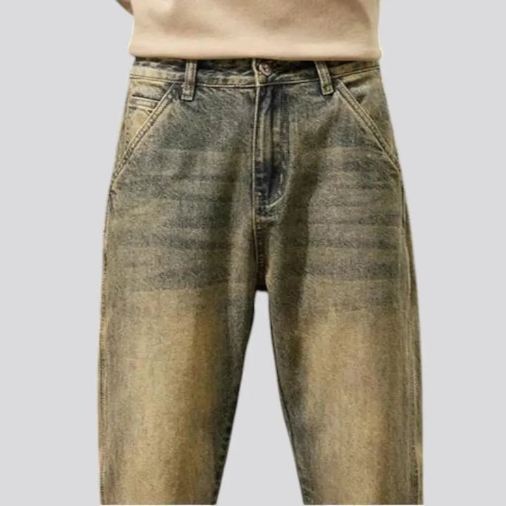 Retro style rolled cuffs men's jeans