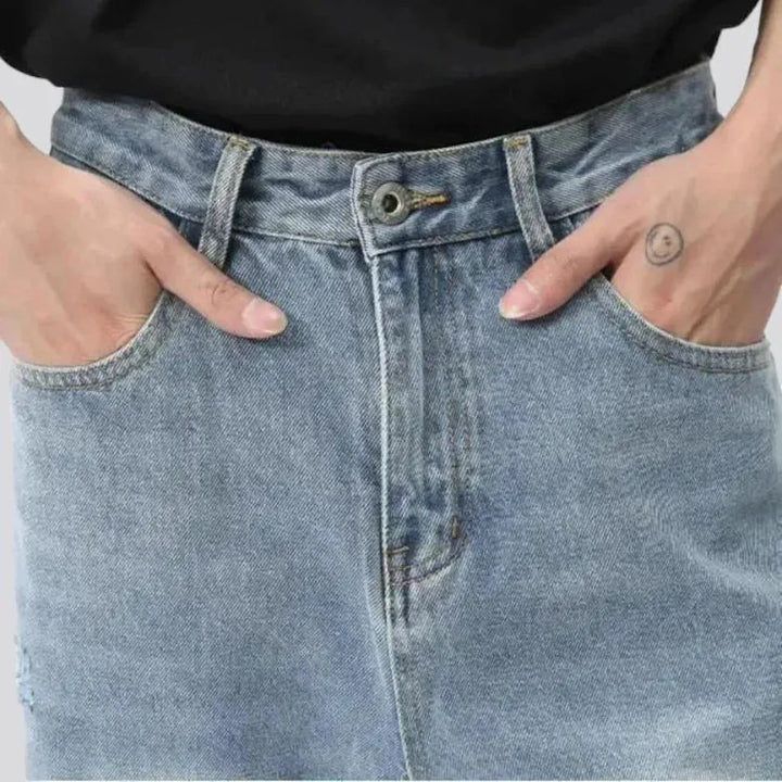 Floor-length raw-hem jeans
 for men