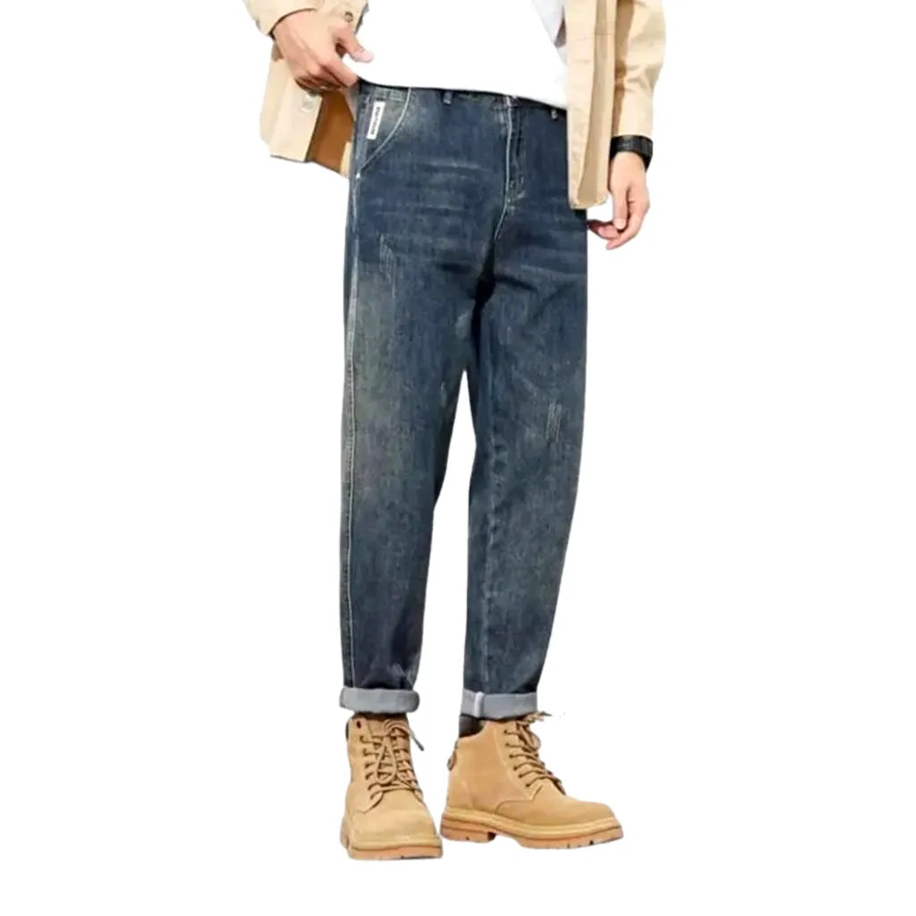 Retro Style Loose Fit Men's Jeans - Blue