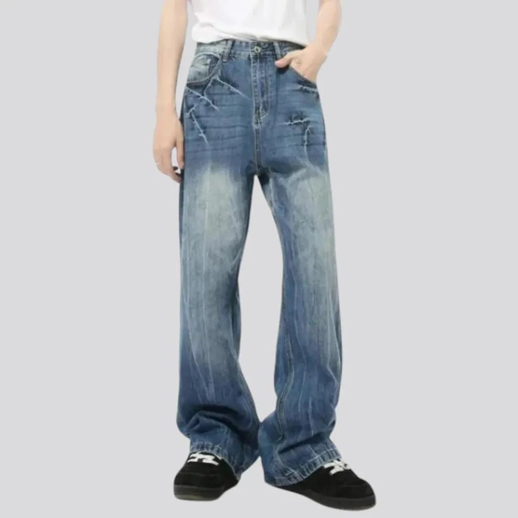 Faded wash jeans for men