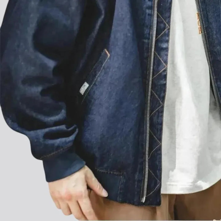 Oversized jeans bomber jacket for men