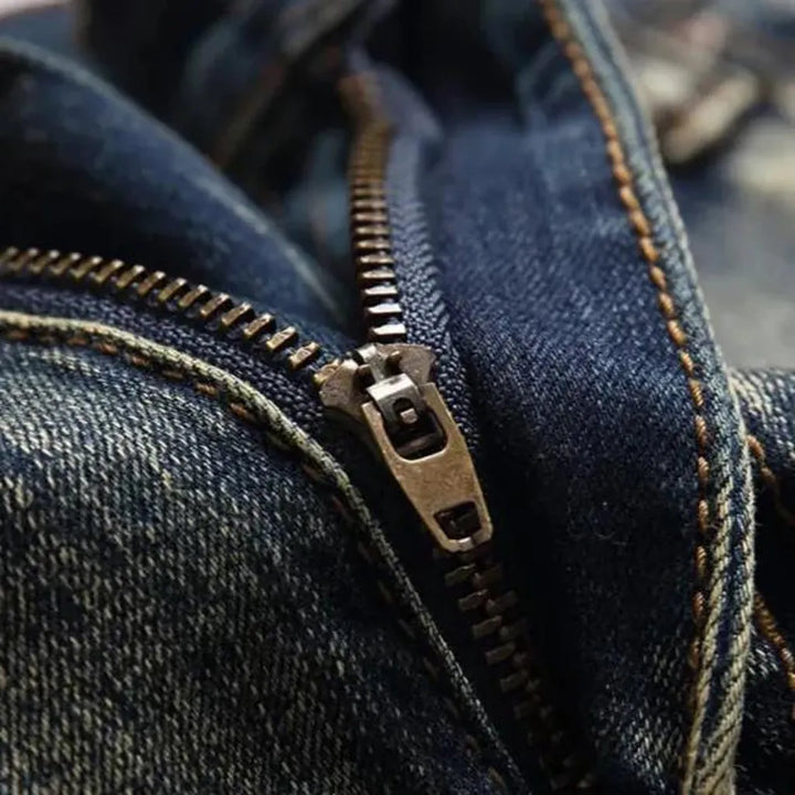 Raw-hem men's embellished jeans