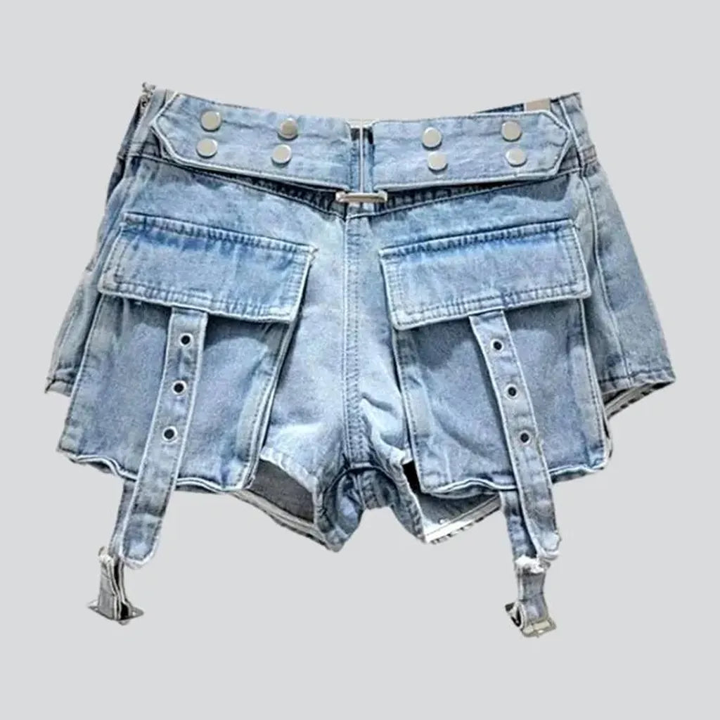 High-waist embellished denim shorts
 for ladies