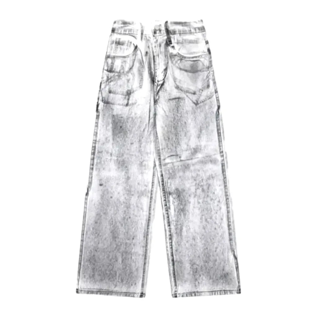 Medium Rise Painted Men's Jeans - White