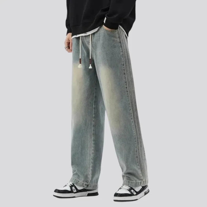 Faded wash and 90s style men's denim joggers