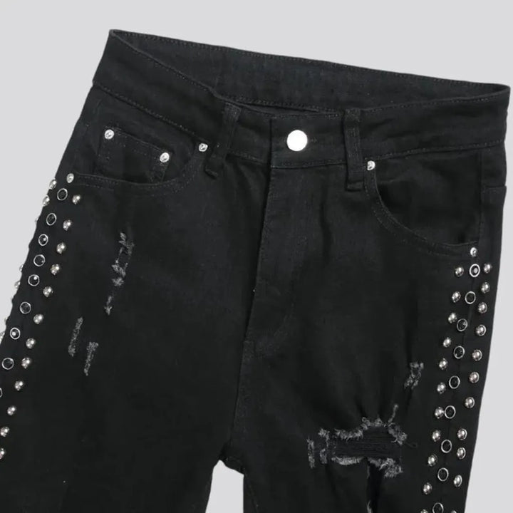 Embellished mid rise skinny fashion men's jeans