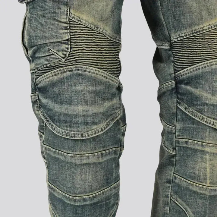 Biker style moto jeans for men