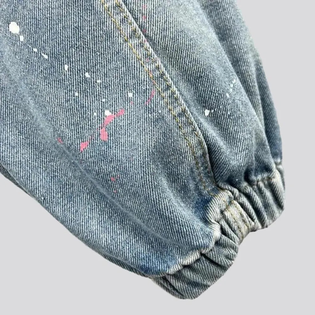 Light-wash zipper-button jean pants
 for women