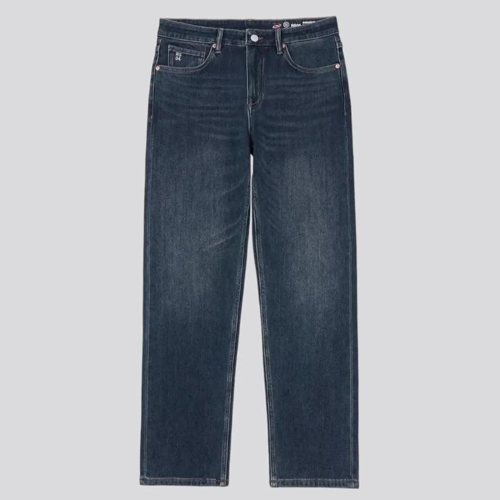 straight, stonewashed, sanded, whiskered, 15oz, high-waist, 5-pockets, zipper-button, men's jeans | Jeans4you.shop