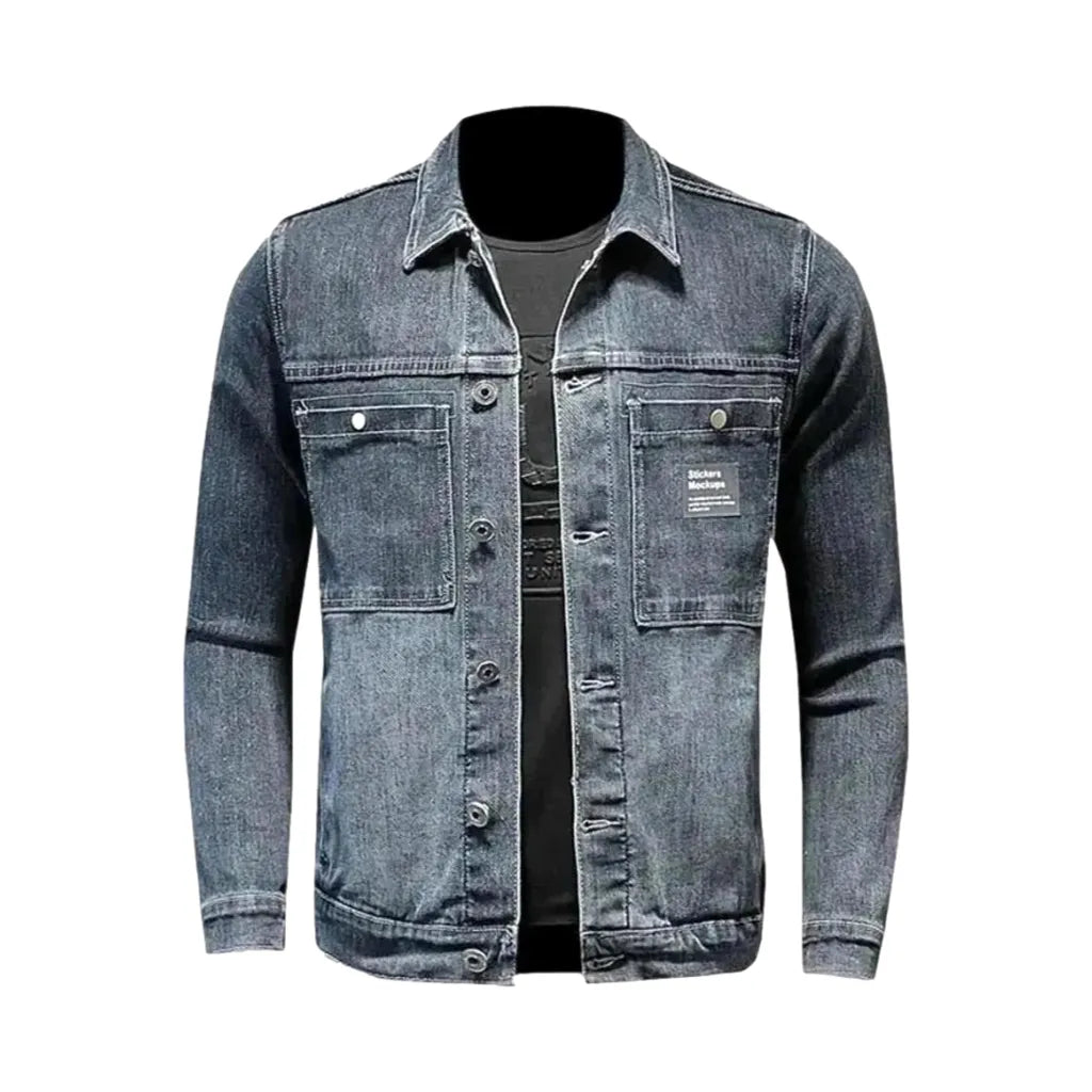 Vintage Washed Out Jean Jacket for Men - Blue