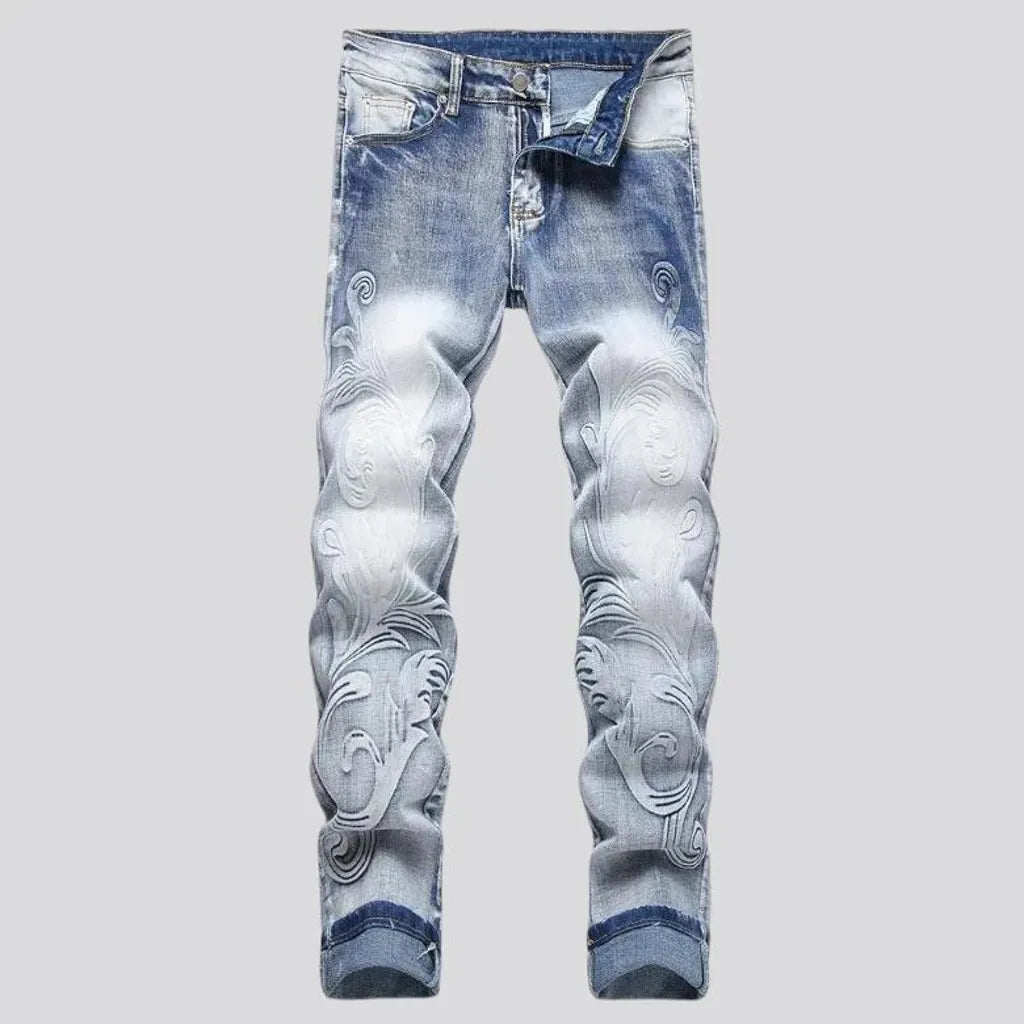 Skinny fit stylish ethnic men's jeans