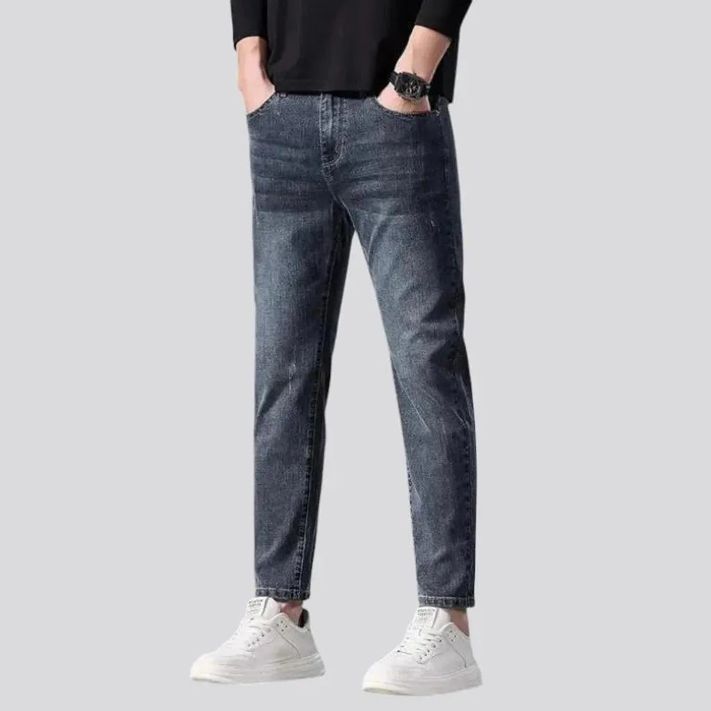 Retro tapered-fit stonewashed men's jeans