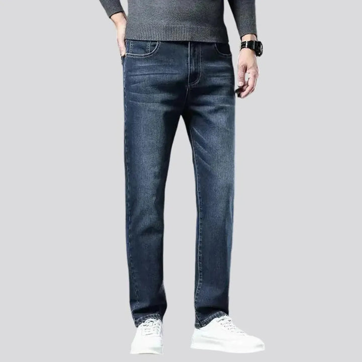 Casual style elastic high rise men's jeans