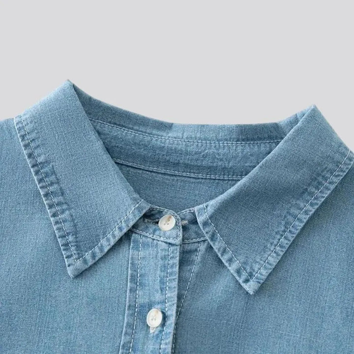 Light logo chambray women's denim shirt