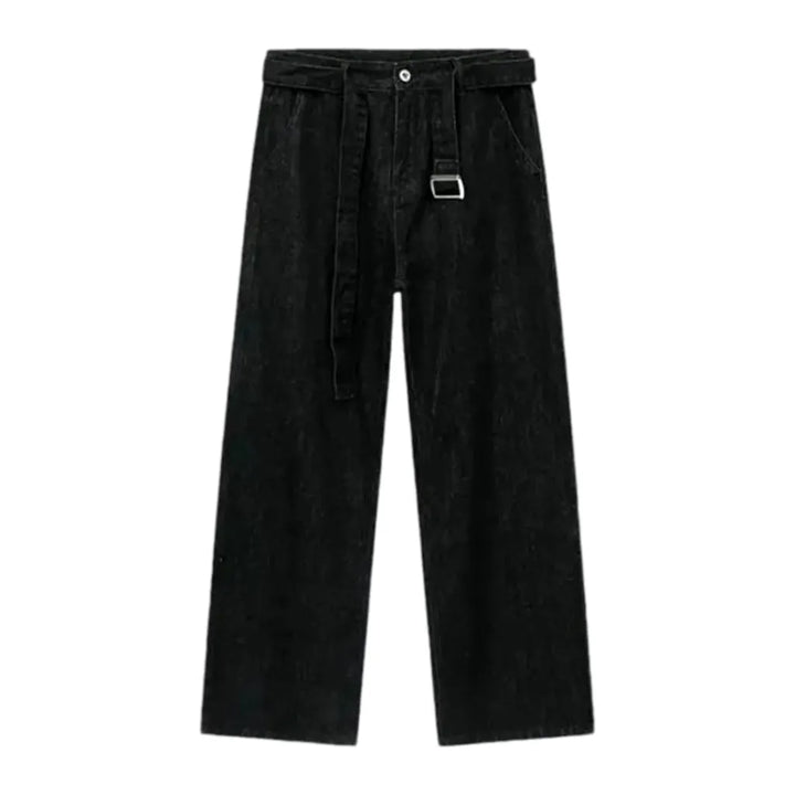 Monochrome Mid Rise Baggy Men's Jeans - Black