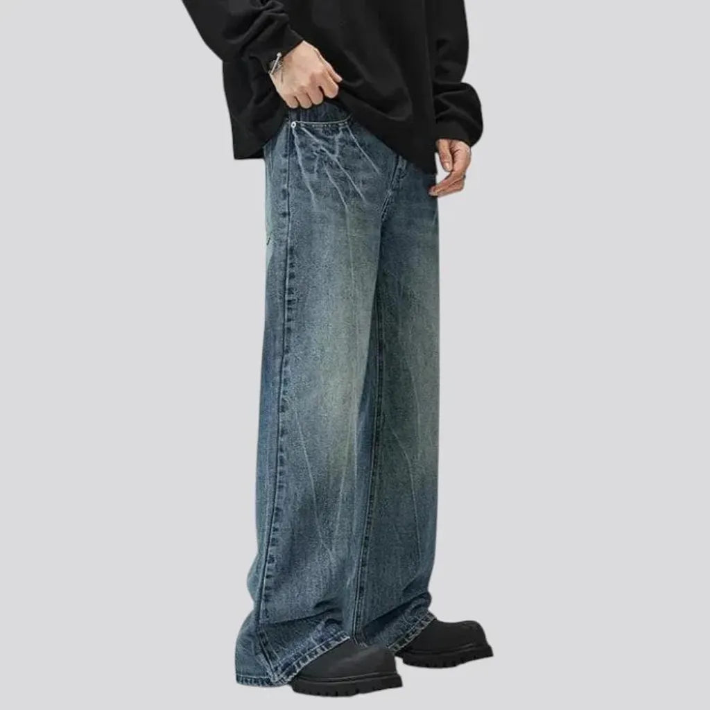 Baggy fit faded design men's jeans