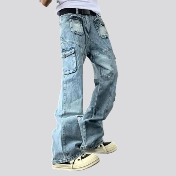 Sanded cargo fit vintage men's jeans