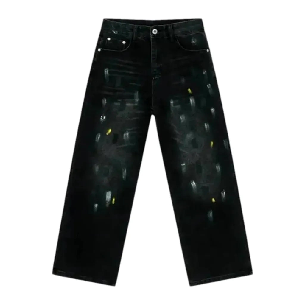 Boho Painted Vintage Men's Jeans - Black