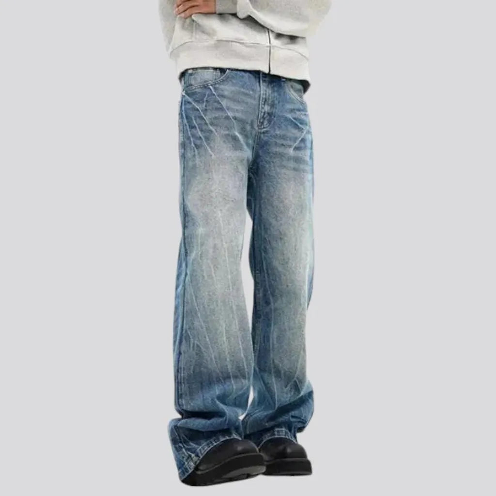 Distressed light high rise men's jeans