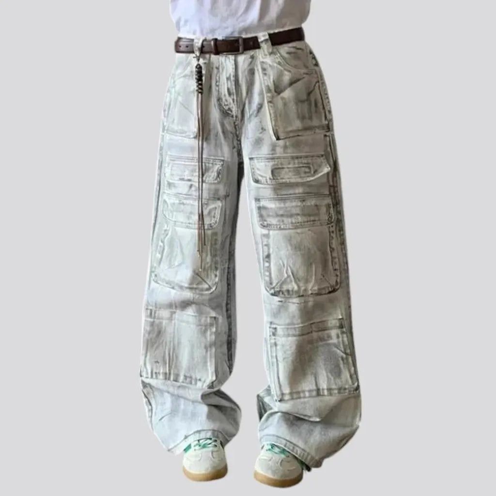 Mid rise painted baggy men's jeans