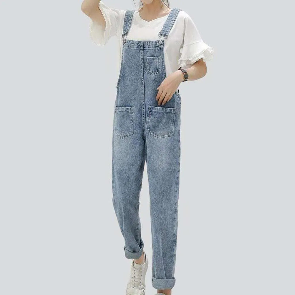 Washed women's jeans overall