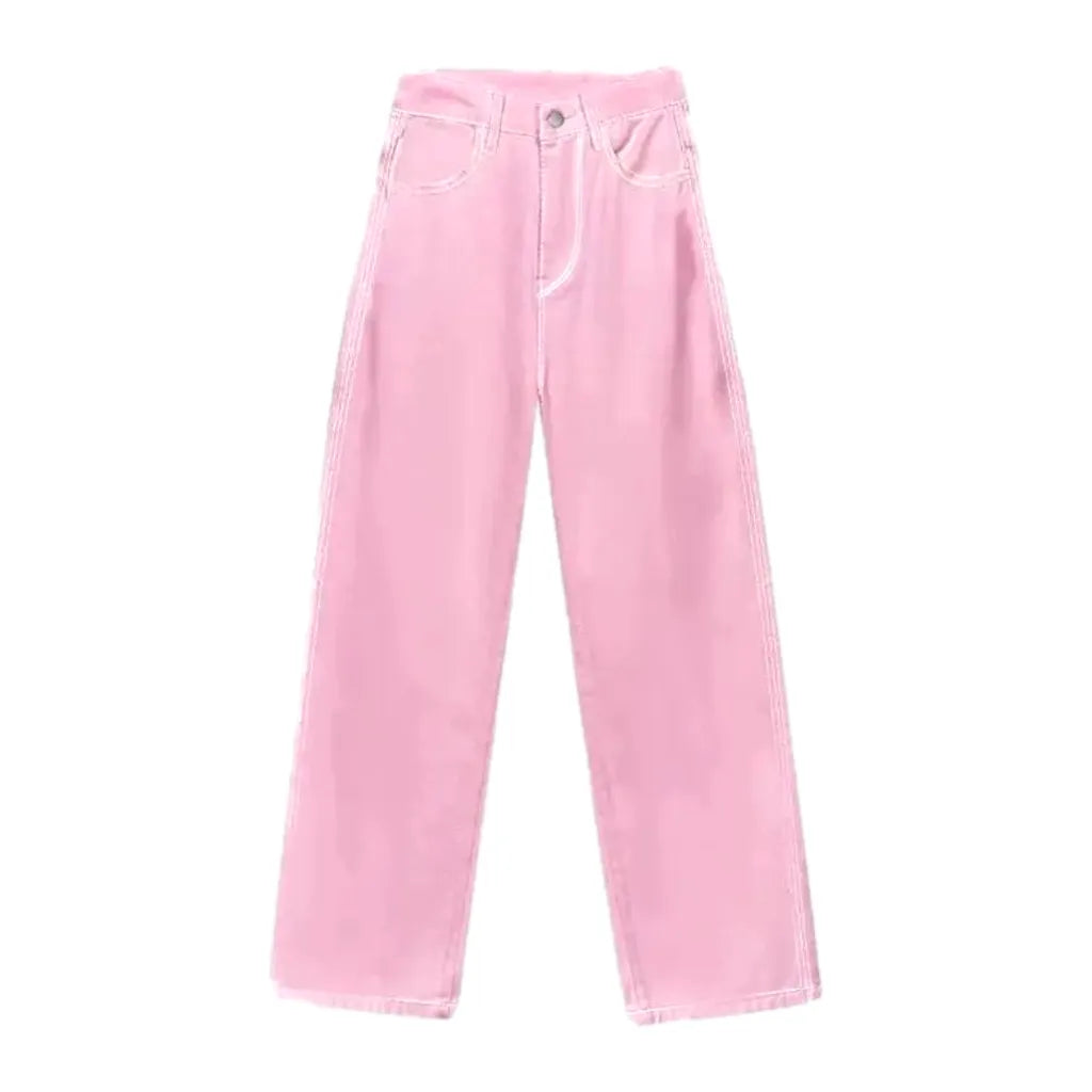 High Rise Women's Jeans Pants - Pink