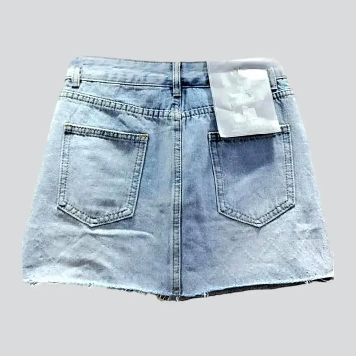 Raw-hem embellished jeans skirt
 for women