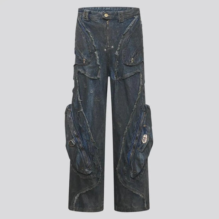 Medium rise cargo men's jeans