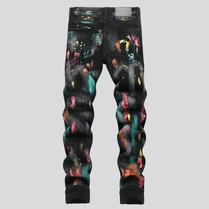 Artistic medium rise skinny men's jeans