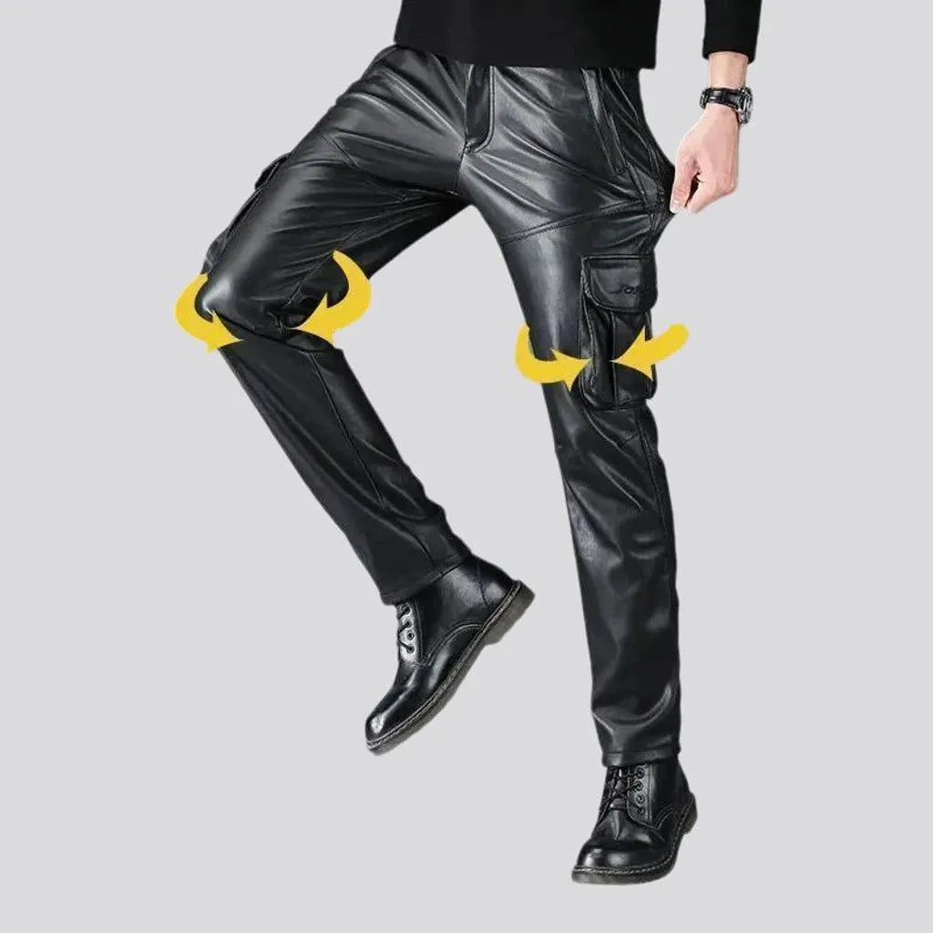 Biker style and cargo pockets riding jeans for men