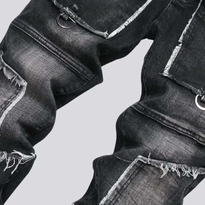 Damaged men's mid-waisted jeans