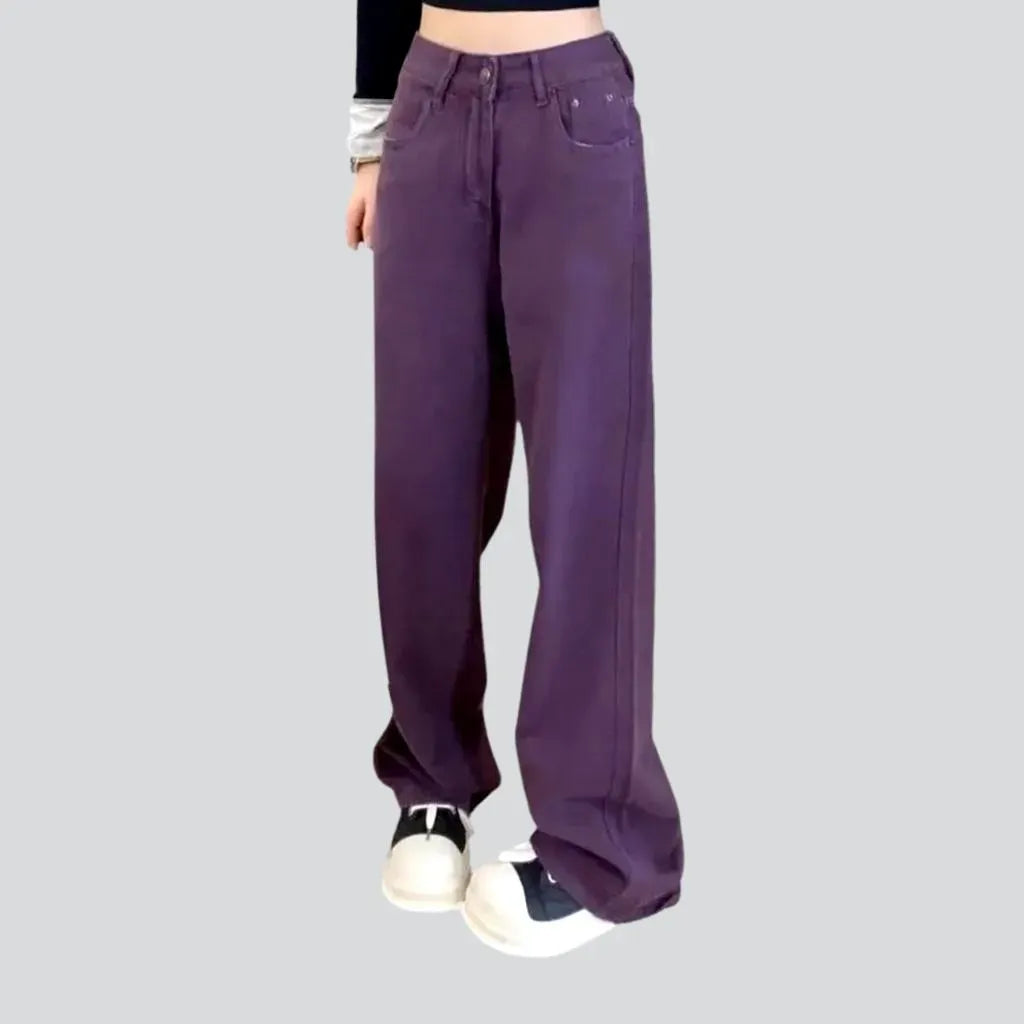 Fashionable colored baggy jeans for ladies